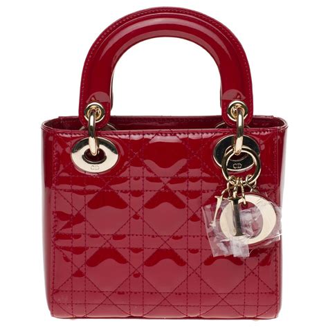 mini lady dior patent red